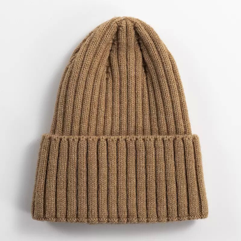 Gorros de Invierno de Punto Personalizados Cálidos Y Suaves Acogedores de Mezcla de Lana Sólida con Bordado
