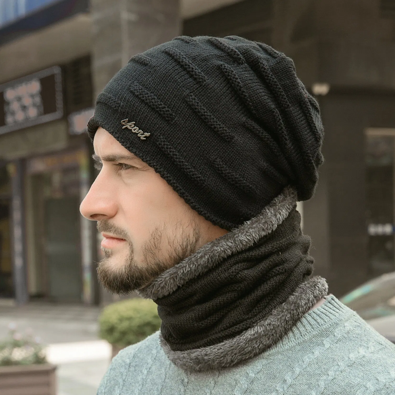 Bufanda de Punto Protección para los Oídos Sombrero Cálido de Felpa Cálido Sombrero de Acrílico para Exteriores de Invierno