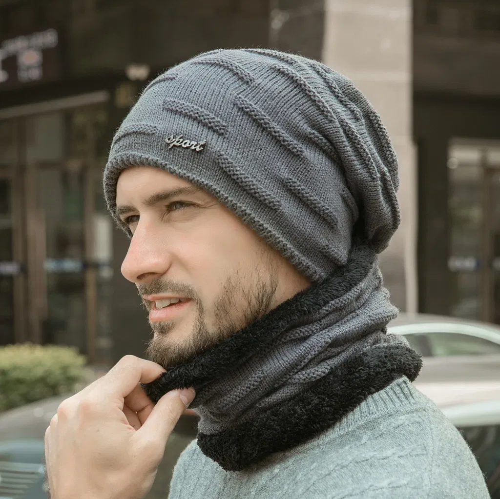 Bufanda de Punto Protección para los Oídos Sombrero Cálido de Felpa Cálido Sombrero de Acrílico para Exteriores de Invierno